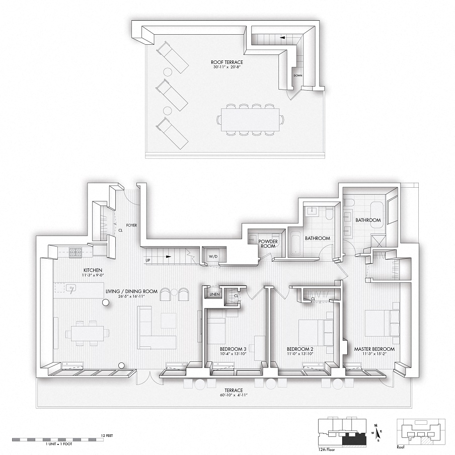 Floor plan for 3 beds, 2.5 baths, 1561 sqft